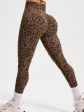 Leopard Print Abdominal Tightening And Buttock Lifting Seamless Fitness Exercise Pants