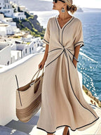 Round Neck Sleeveless Color-blocked Loose Slimming Long Dress
