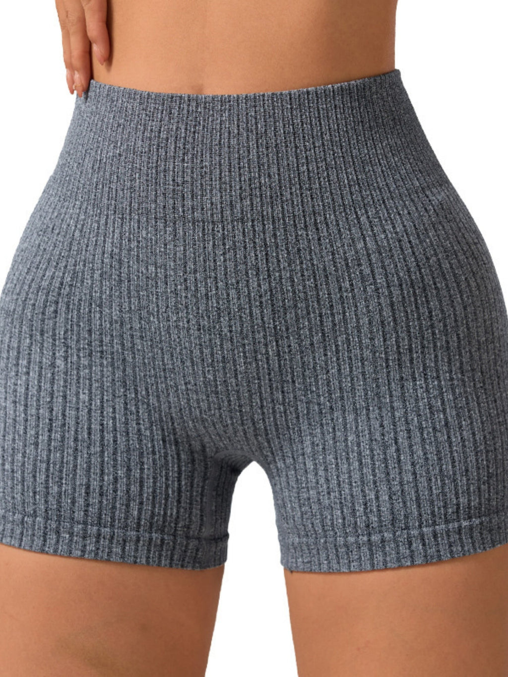 Seamless Ribbed Yoga Pants High-waisted Hip Lift Shorts