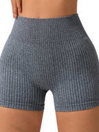 Seamless Ribbed Yoga Pants High-waisted Hip Lift Shorts