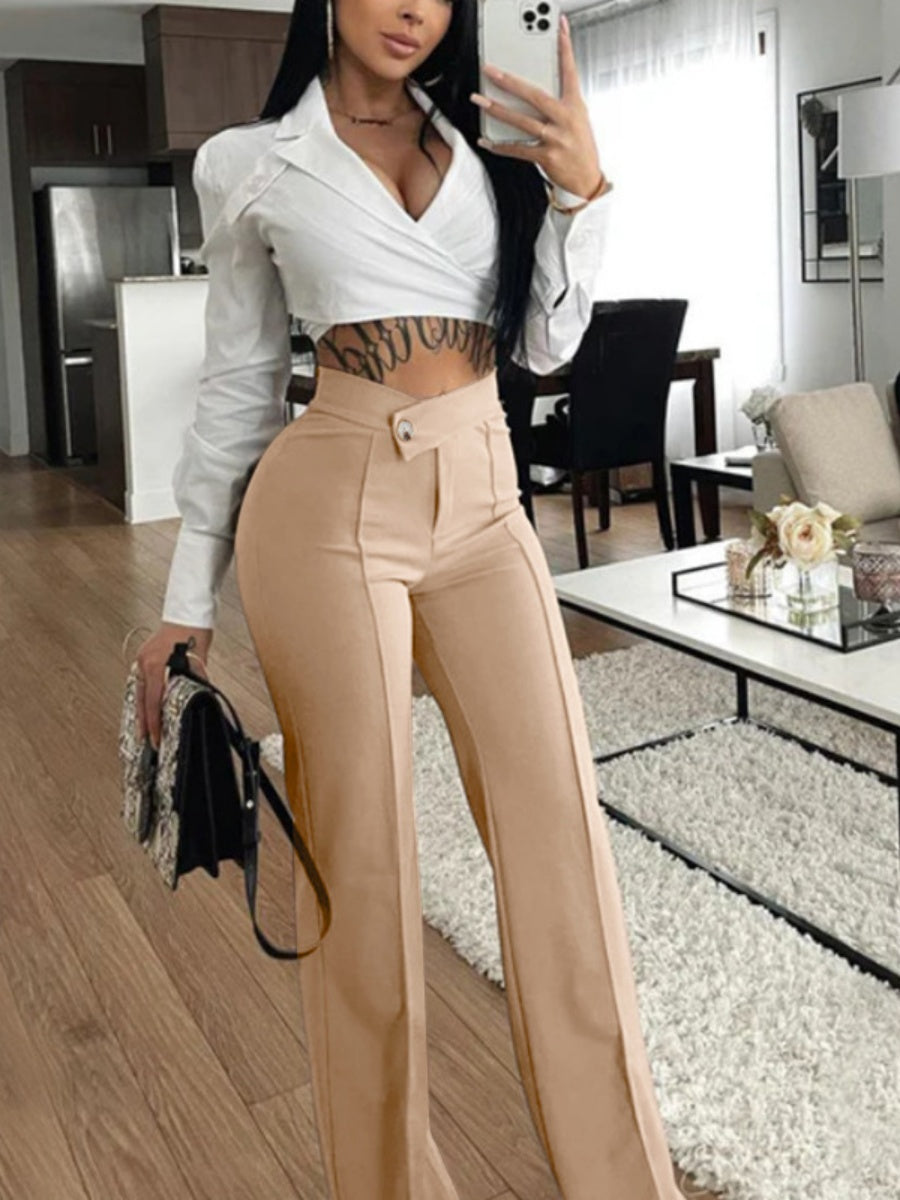 Mildly Spicy High Waist Buttons Wide-leg Pants Pants