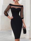 Off-shoulder Mesh Perspective Hip-hugging Mini&Short Dresses