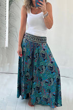 Elastic Waist Wide Leg Palazzo Printed Casual Pants