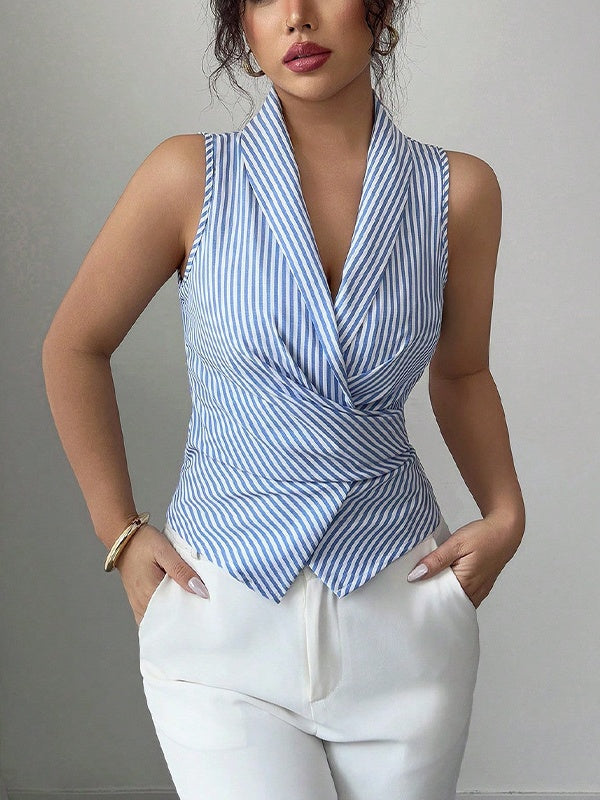 Striped Tie-waist Slimming Vest