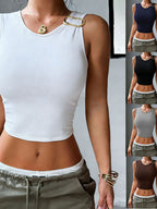 Chinese Knot Round Neck Sleeveless Tank Tops