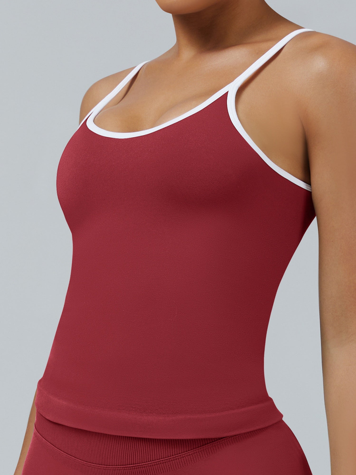 Color-blocked With Breast Pads Exercise Yoga Halter Top