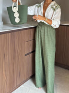 Long Sleeve Printed Shirt Straight-leg Trousers Set 2-piece Sets