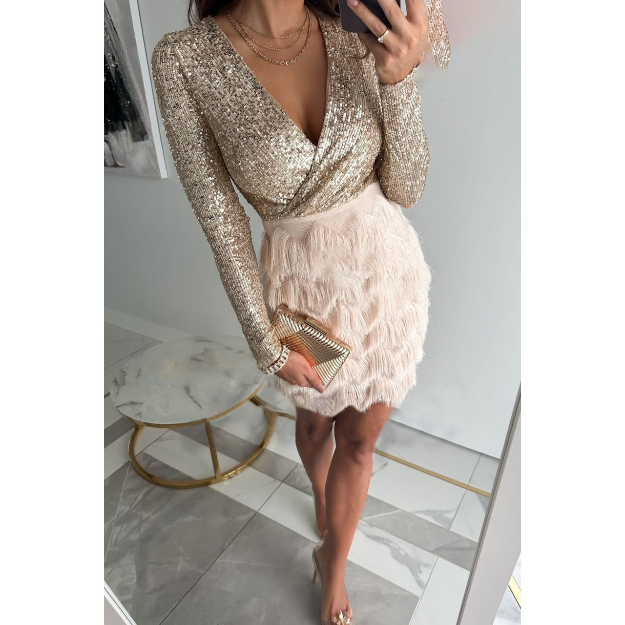 Paulina Statement Dress with Patchwork and Ruffles Everyday Luxe Edit