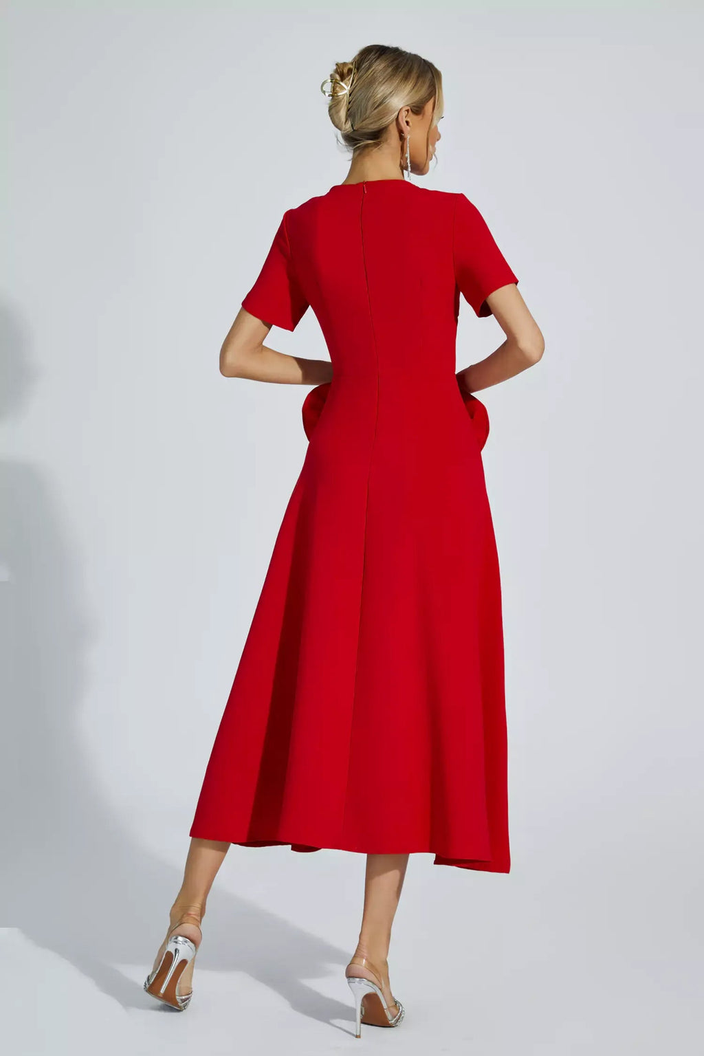 Sol Premium Grace Short Sleeved Midi Dress with Floral Evening Wear Edit