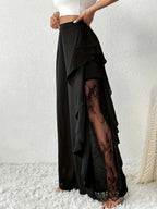 Ruffle Lace Stitching Perspective Pants