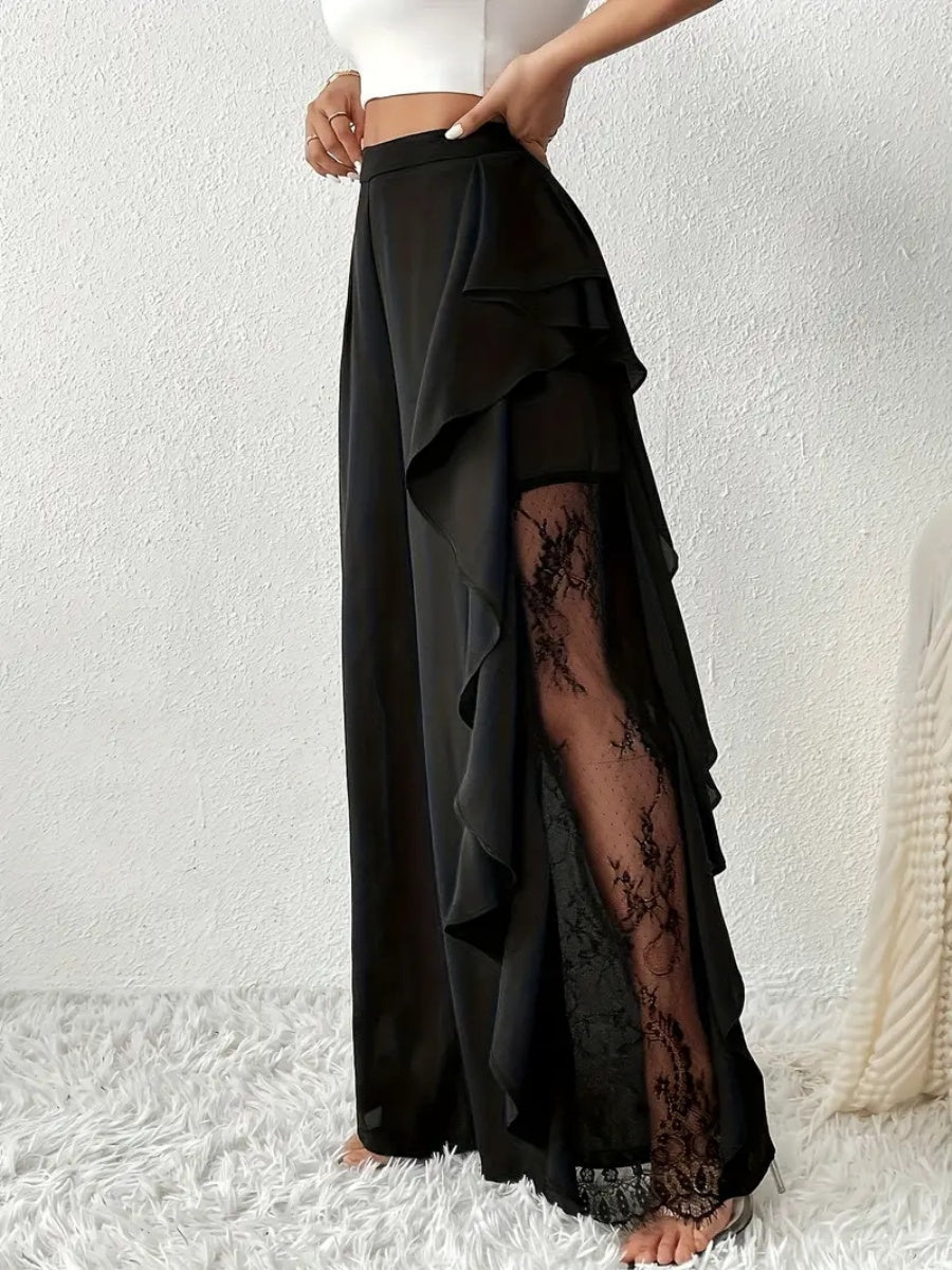 Ruffle Lace Stitching Perspective Pants