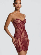 Lace Waist Corset Hip-hugging Formal Dress Mini&Short Dresses
