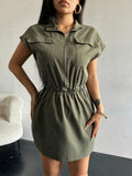 Workwear Style Shirt With A Fitted Waist And Slimming Short-sleeved Dress