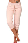 Letter Printed Solid Cropped Pants