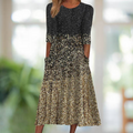 Diana Boutique Gradient Dress with Three Quarter Sleeves Statement Occasion Edit