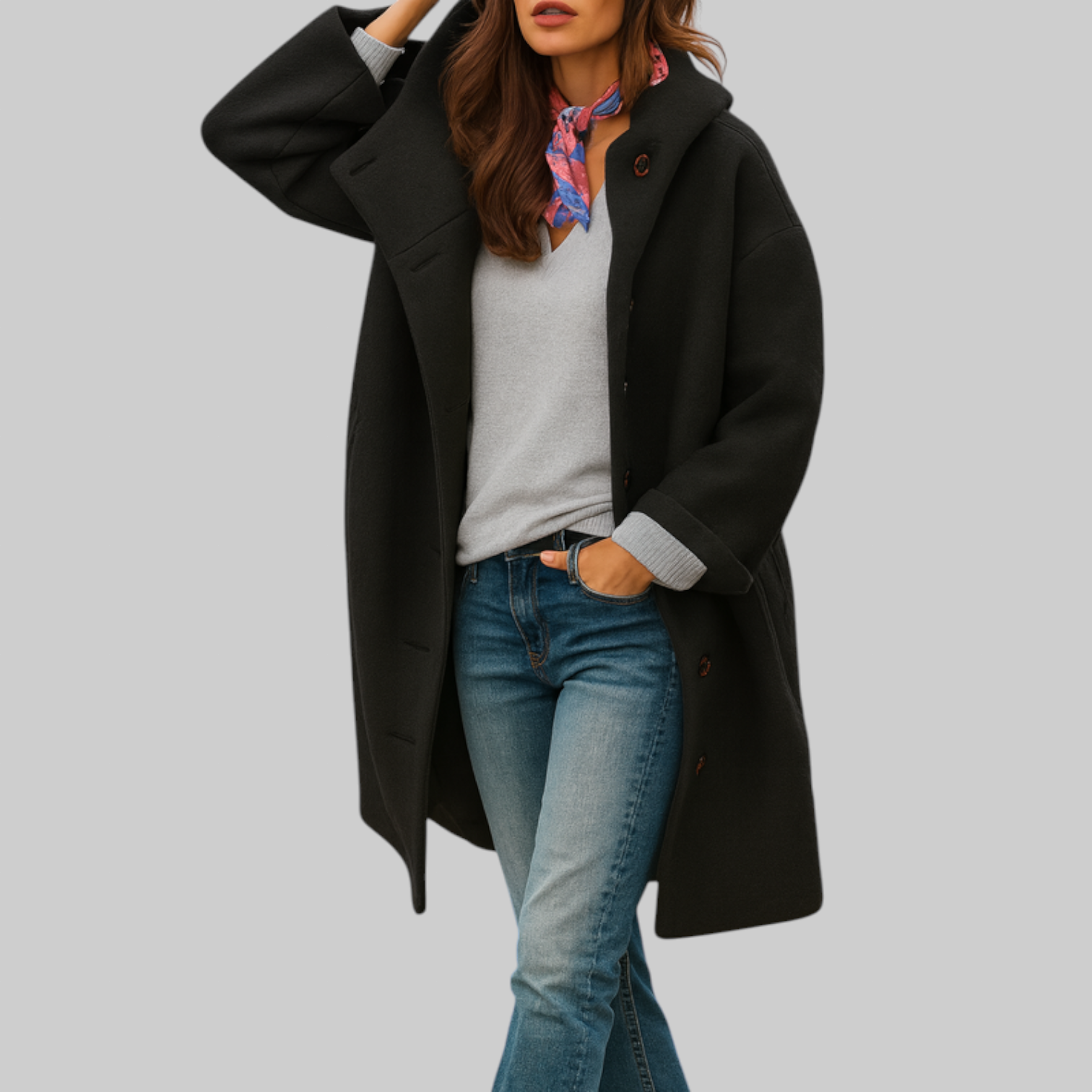 | Cozy mid-length coat