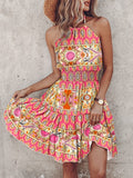 Sexy Off-shoulder Halter Neck Short Dress