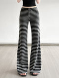 Striped Color Blocking Straps Flared Pants