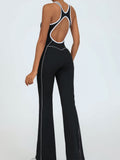 Color-blocked Backless Fitness Exercise Bodysuits