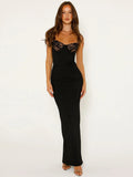 Lace Patchwork Slim Fit Hip Body Camisoles Maxi Dresses