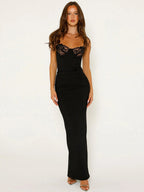 Lace Patchwork Slim Fit Hip Body Camisoles Maxi Dresses