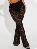 Lace See-through Flared Pants
