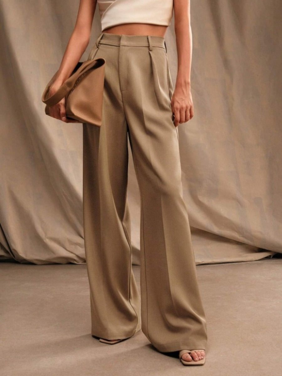 Commuting Loose High-waisted Straight Wide-leg Trousers