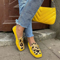 AmyVictoria | Yellow Loafer With Animal Print Detail
