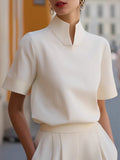 Stand Collar Short Sleeve Jacket Grace Shirts