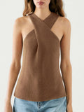 Cross-neck Sleeveless Knitted Vest