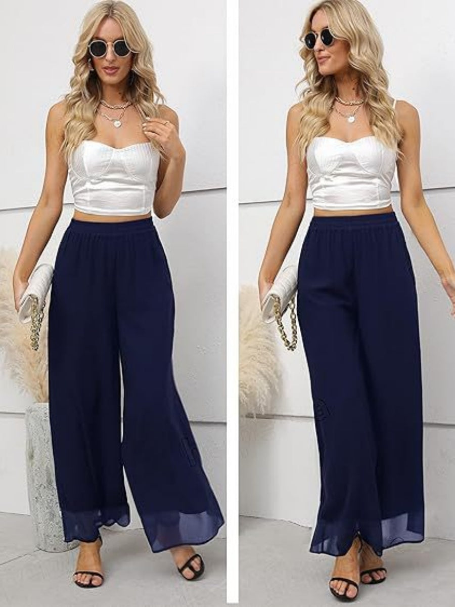 Leisure Chiffon Wide-leg Pants Loose-fit Pants