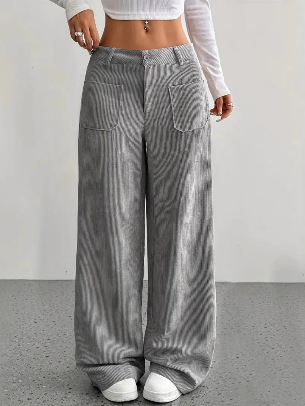 Pocket Loose Wide-leg Pants