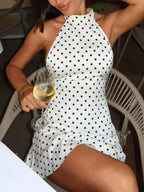 Polka Dots Neckband Backless Sweet Mini&Short Dresses