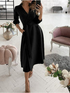 Lace Up Shirts Irregular Printed Maxi Dresses