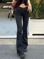 Y2K Stripes Color-blocked Low-rise Flared Pants Jeans