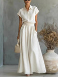 Short-sleeved Shirt Loose-fit Wide-leg Pants Set 2-piece Sets