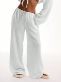Solid Color Loose-fitting Drawstring Trousers