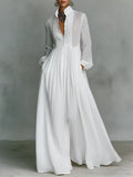 Long Sleeve Shirts Lapel Elegant Loose-fit Maxi Dresses