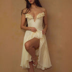 3D Flowers Bandage Slit Formal Dress Maxi Dresses