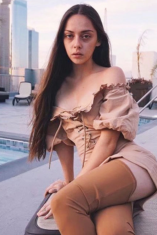 Off Shoulder Lace-Up Corset Puff Sleeve Mini Dress