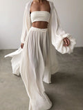 Lace-up Loose Solid Color Multi-piece Set