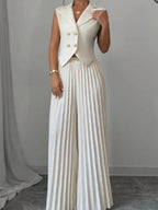 Pleated Pants Vest Grace Commuting Set 2-piece Sets