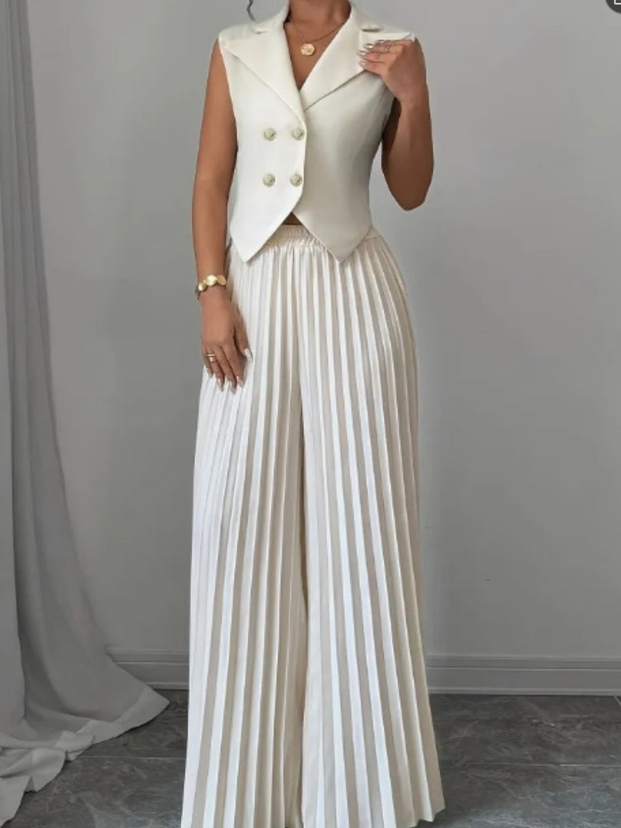 Pleated Pants Vest Grace Commuting Set 2-piece Sets