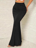 High-waisted, Slimming, Stretchy Pleated Fishtail Skirt