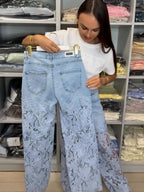 Floral Lace Cutout Jeans