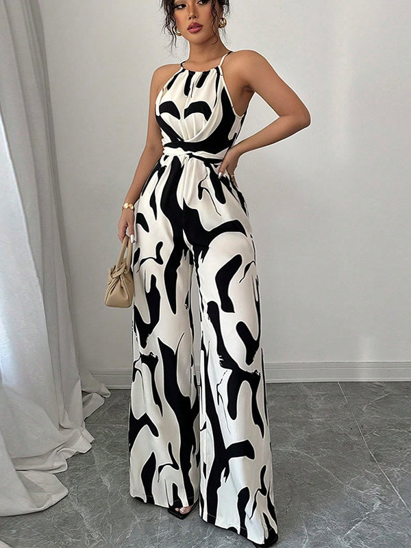 Milk-patterned Halter-neck Jumpsuit