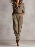 Cotton Plaid Work Pocket Jumpsuit