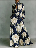 Long-sleeved Printed Maxi Dress