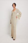 Beige Maxi Sweater Dress