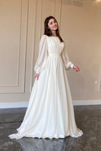 White Lantern Sleeve Pearl Sheer Maxi Dress
